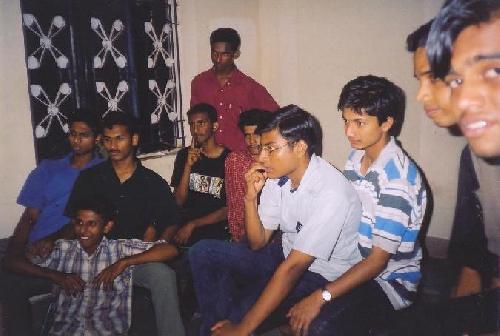 Salesh, Pramod, Kiran, Padmanabhan, Sudheer, Shakeel, Vimal & Sreekanth watching television